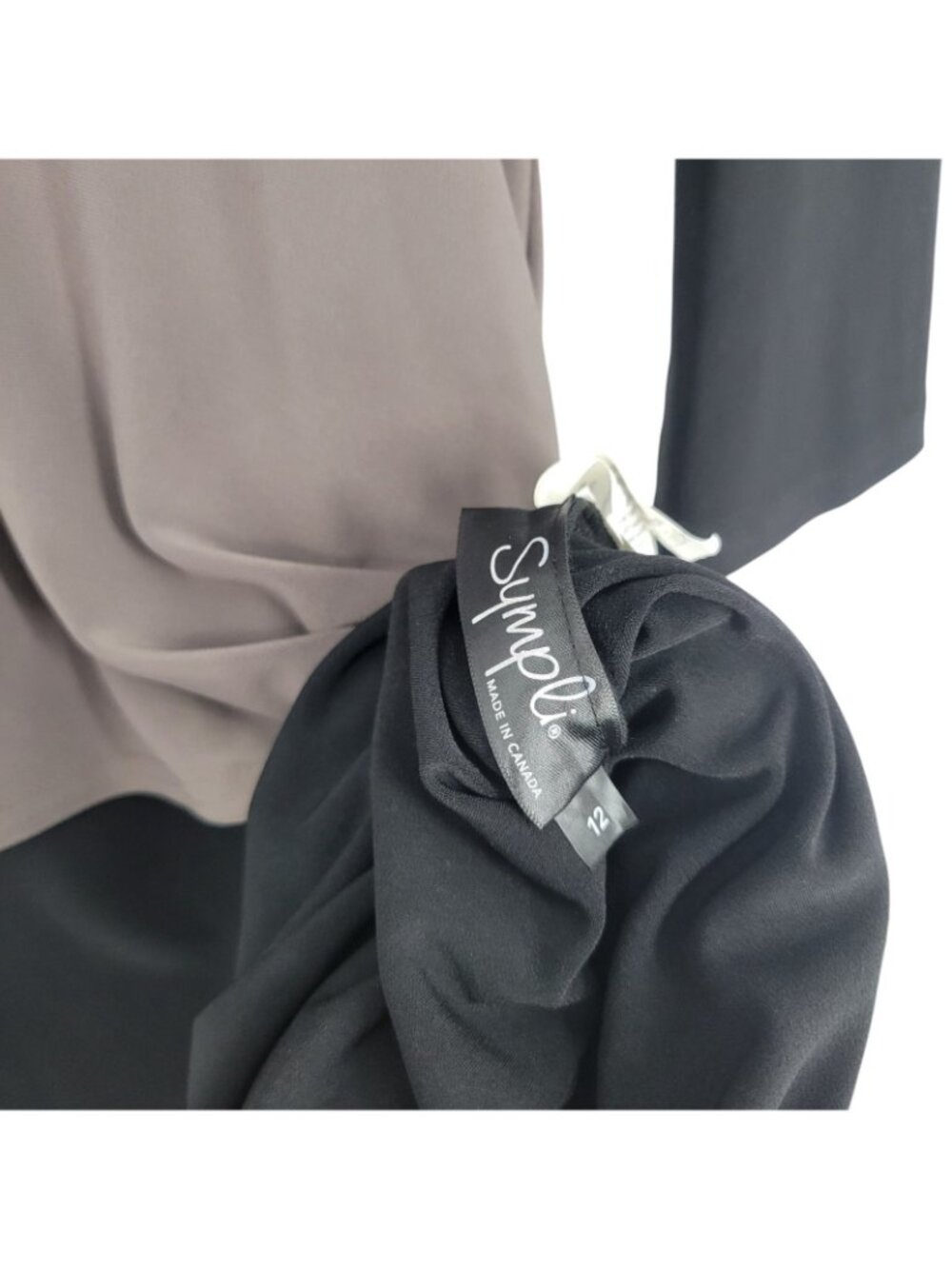 Sympli Matrix Layer Top Size 12 Black Taupe Asymmetrical Lagenlook Tunic - Picture 4 of 4